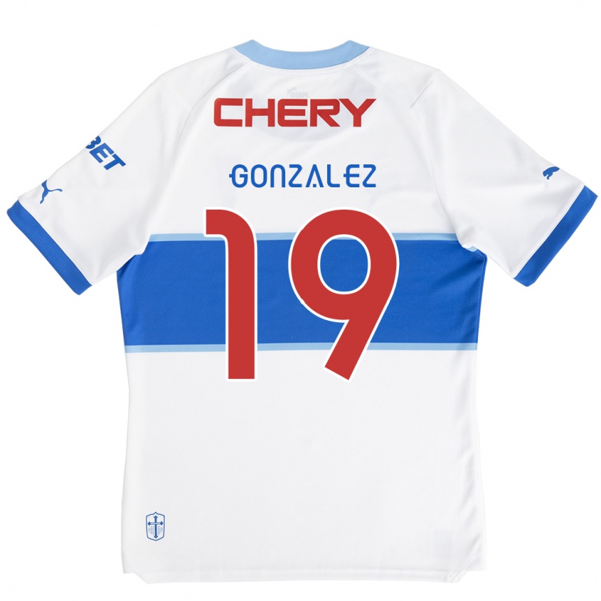 Enfant Football Maillot Bryan González #19 Blanc Bleu Tenues Domicile 2024/25