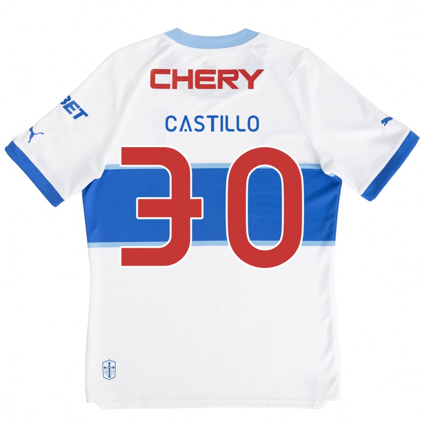 Enfant Football Maillot Nicolás Castillo #30 Blanc Bleu Tenues Domicile 2024/25