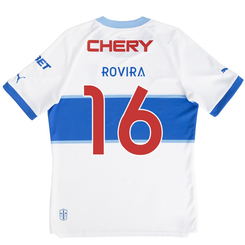 Enfant Football Maillot Brayan Rovira #16 Blanc Bleu Tenues Domicile 2024/25