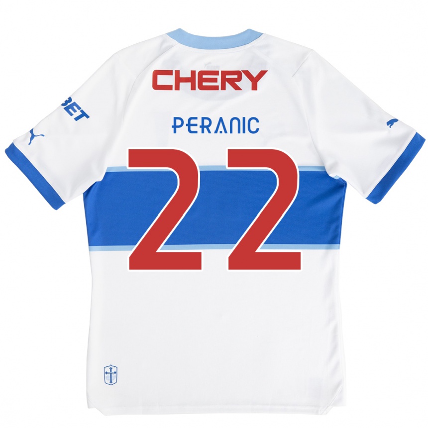 Enfant Football Maillot Nicolás Peranic #22 Blanc Bleu Tenues Domicile 2024/25