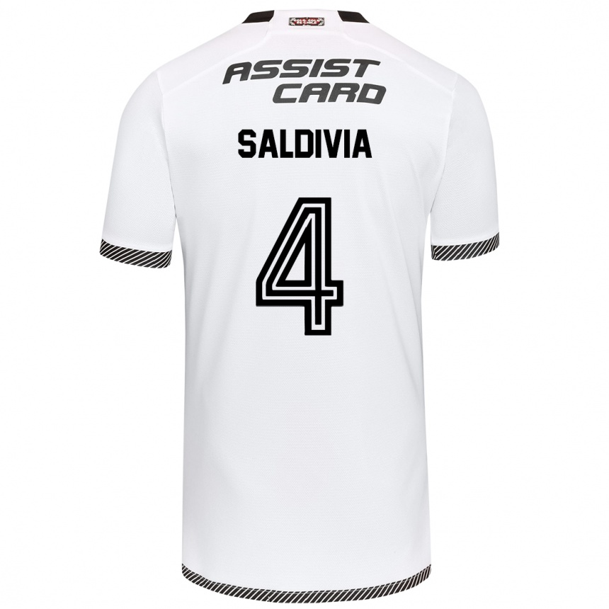 Enfant Football Maillot Alan Saldivia #4 Blanc Noir Tenues Domicile 2024/25