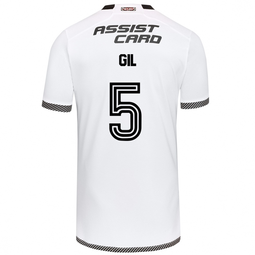 Enfant Football Maillot Leonardo Gil #5 Blanc Noir Tenues Domicile 2024/25