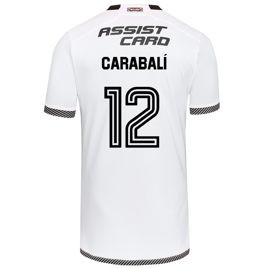 Enfant Football Maillot Omar Carabalí #12 Blanc Noir Tenues Domicile 2024/25