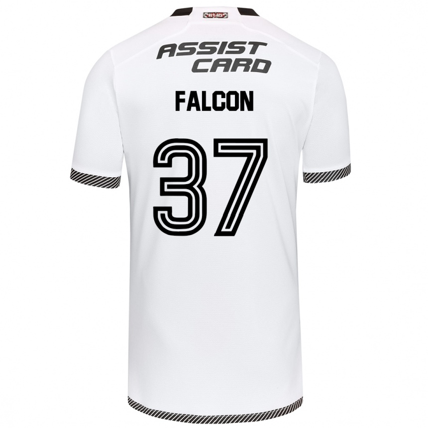 Enfant Football Maillot Maximiliano Falcón #37 Blanc Noir Tenues Domicile 2024/25