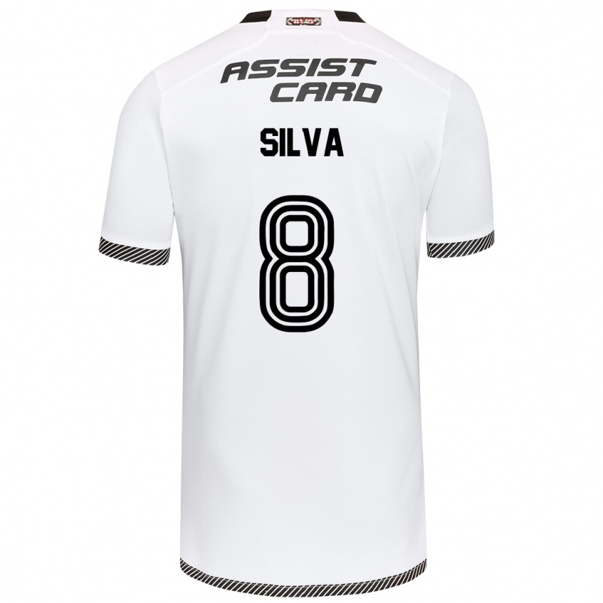 Enfant Football Maillot Bastián Silva #8 Blanc Noir Tenues Domicile 2024/25