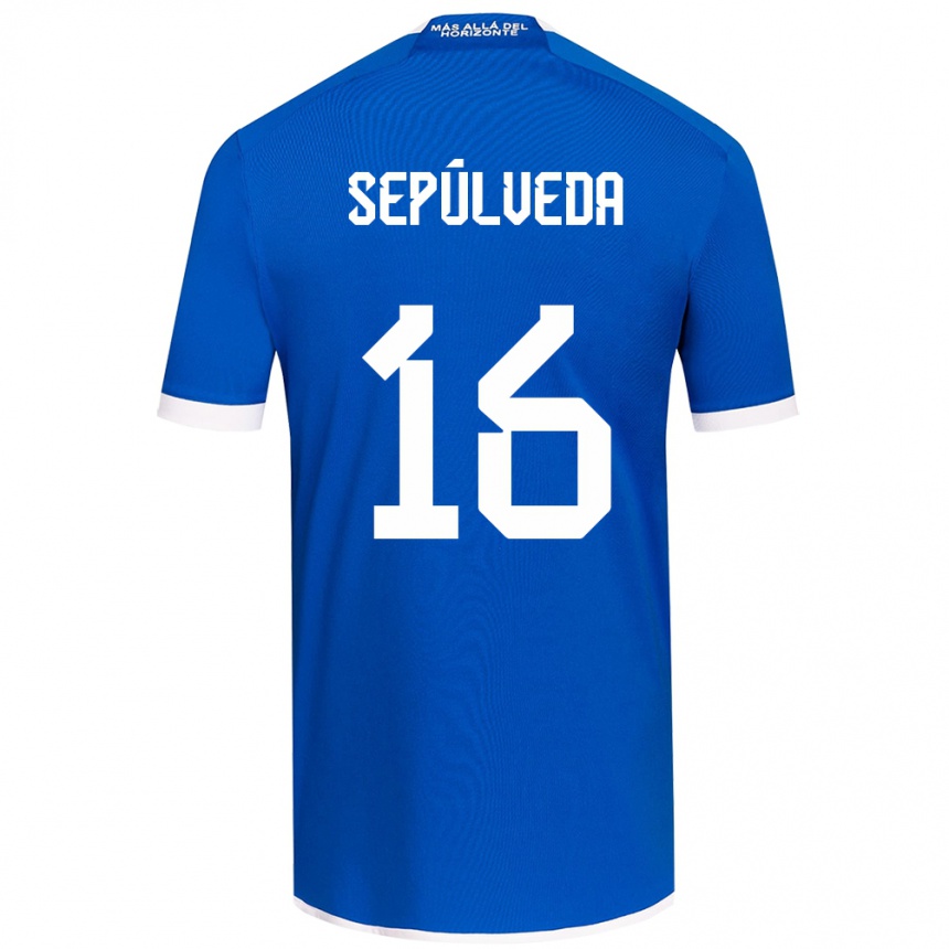 Enfant Football Maillot Matías Sepúlveda #16 Bleu Blanc Tenues Domicile 2024/25