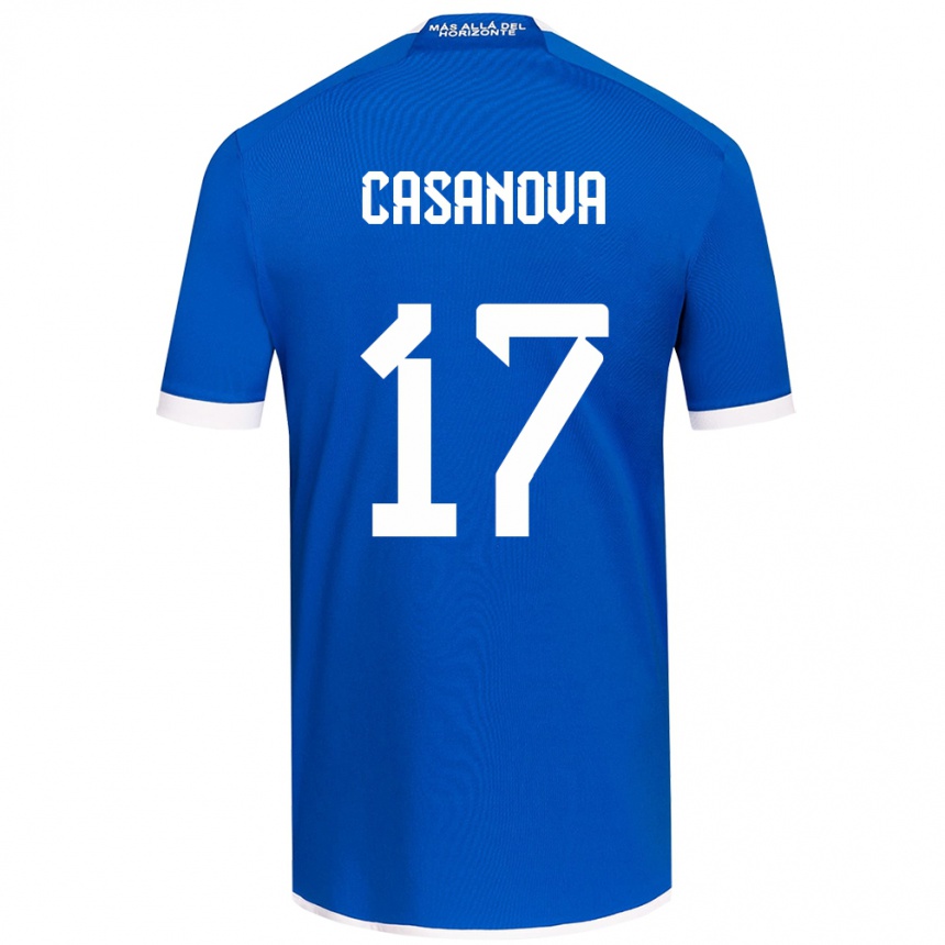 Enfant Football Maillot Luis Casanova #17 Bleu Blanc Tenues Domicile 2024/25