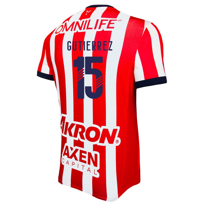 Enfant Football Maillot Érick Gutiérrez #15 Rouge Blanc Bleu Tenues Domicile 2024/25