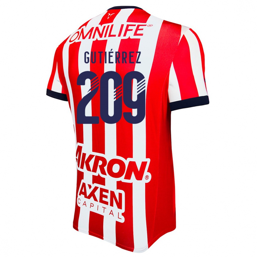 Enfant Football Maillot Edgar Gutiérrez #209 Rouge Blanc Bleu Tenues Domicile 2024/25