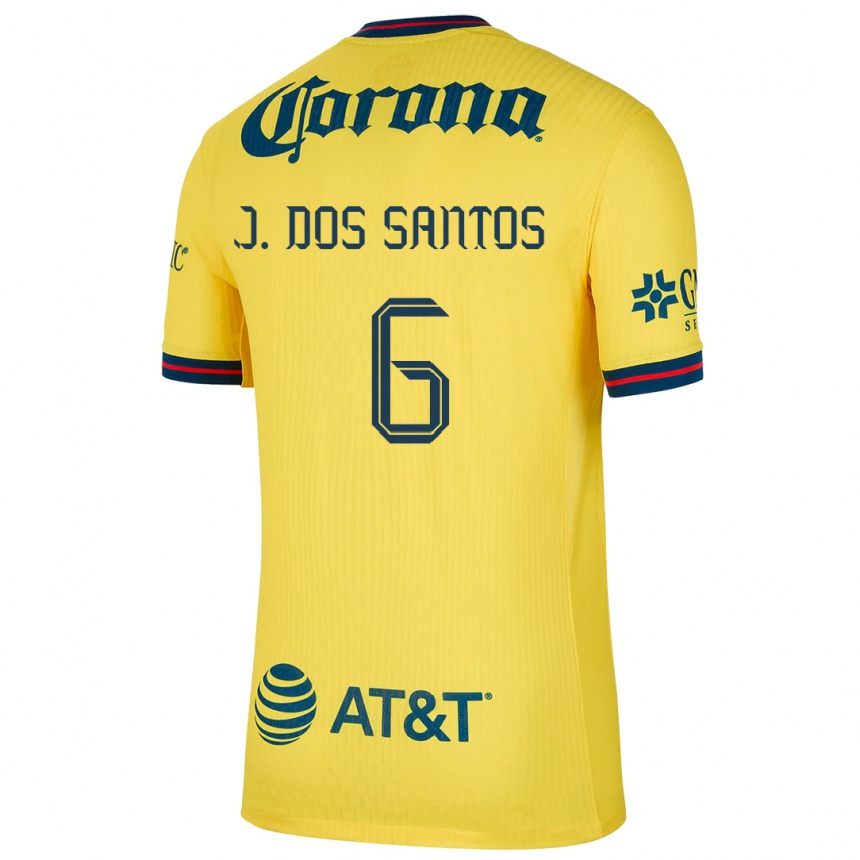 Enfant Football Maillot Jonathan Dos Santos #6 Jaune Bleu Tenues Domicile 2024/25