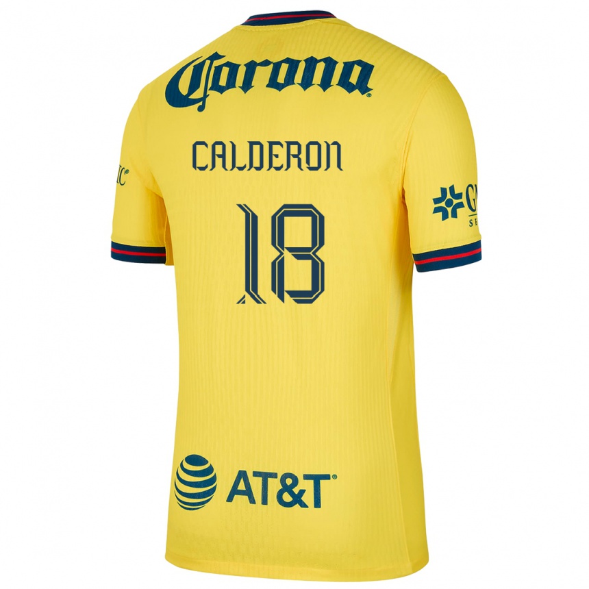 Enfant Football Maillot Cristian Calderón #18 Jaune Bleu Tenues Domicile 2024/25