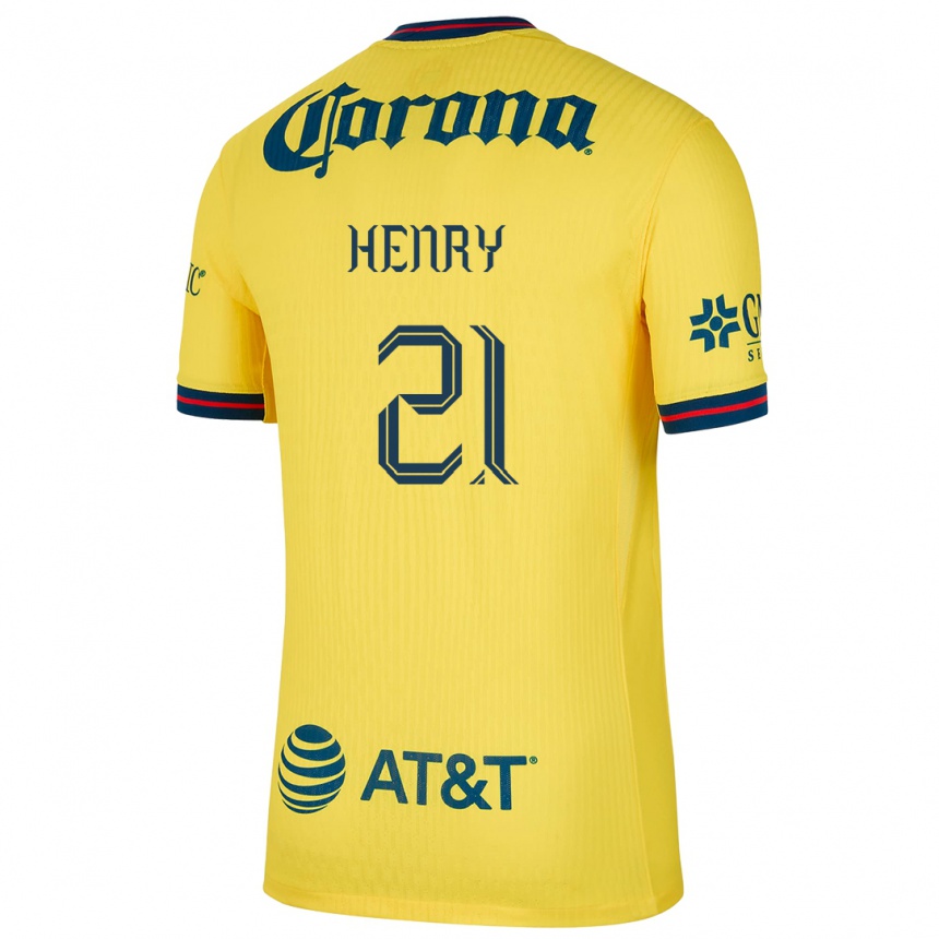 Enfant Football Maillot Henry Martín #21 Jaune Bleu Tenues Domicile 2024/25