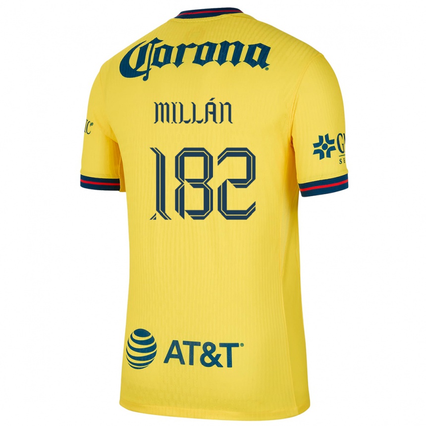 Enfant Football Maillot Daniel Millán #182 Jaune Bleu Tenues Domicile 2024/25