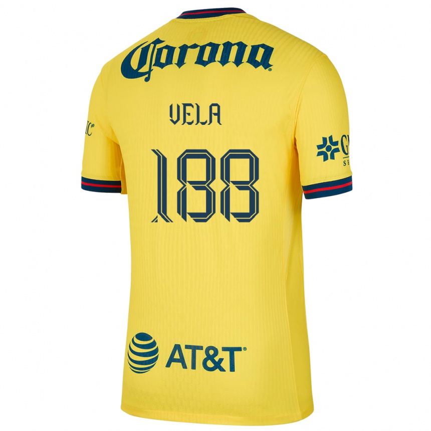 Enfant Football Maillot Christo Vela #188 Jaune Bleu Tenues Domicile 2024/25