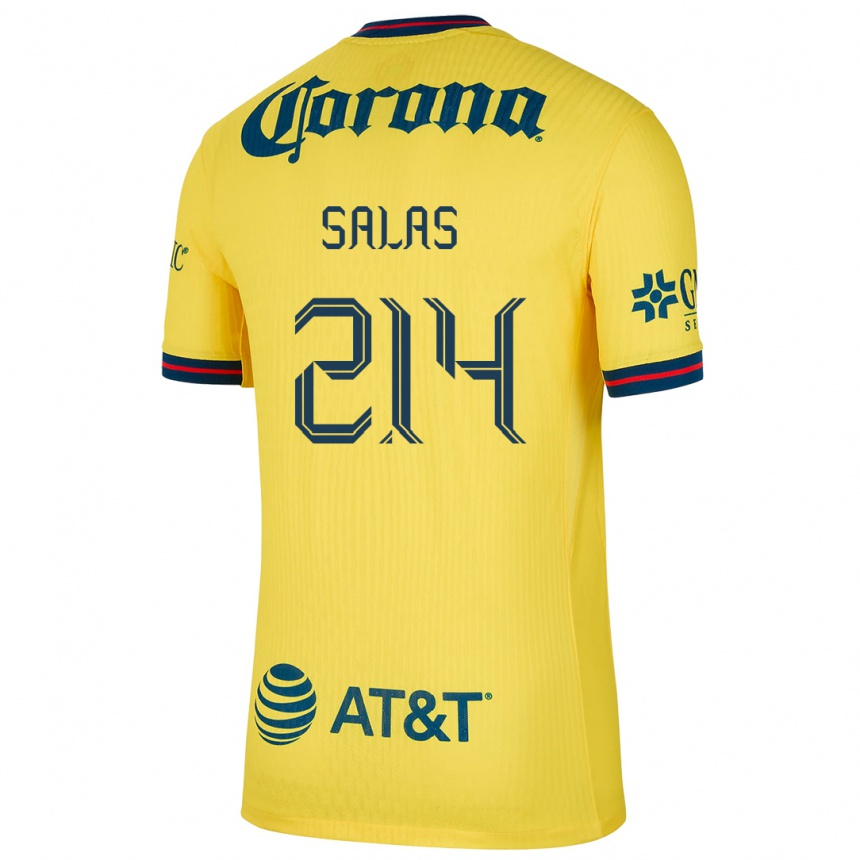 Enfant Football Maillot Patricio Salas #214 Jaune Bleu Tenues Domicile 2024/25