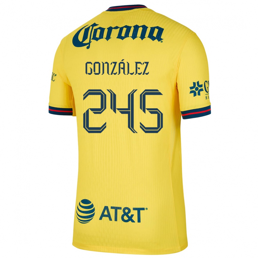 Enfant Football Maillot Enrique González #245 Jaune Bleu Tenues Domicile 2024/25