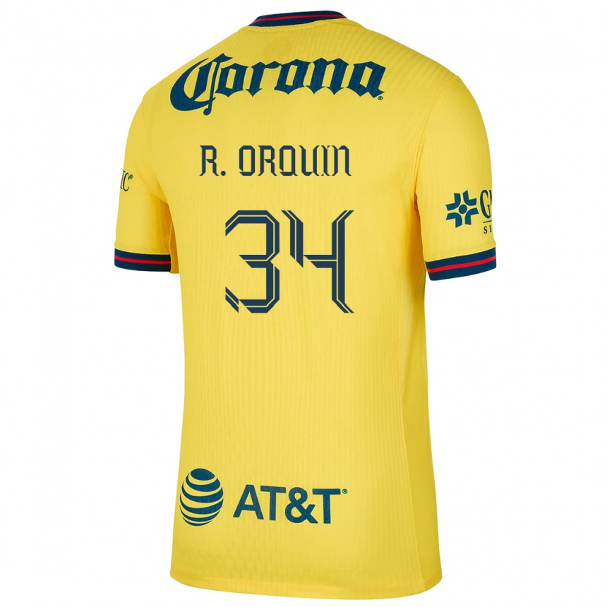 Enfant Football Maillot Ralph Orquin #34 Jaune Bleu Tenues Domicile 2024/25