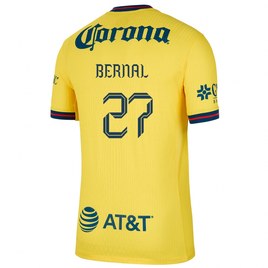 Enfant Football Maillot Mayra Pelayo Bernal #27 Jaune Bleu Tenues Domicile 2024/25