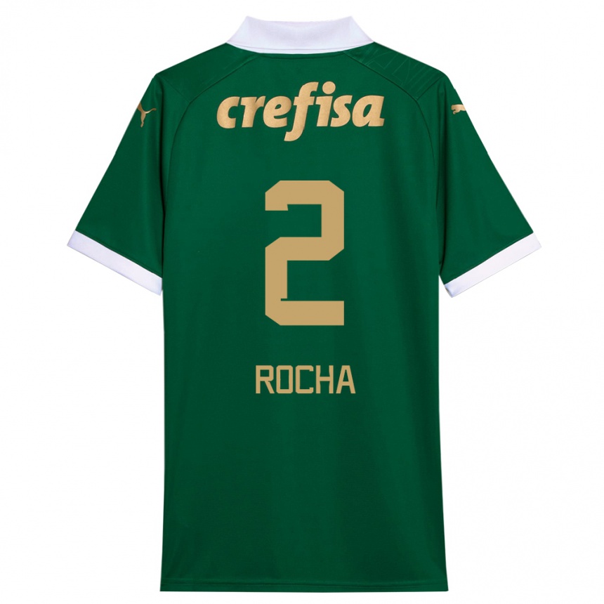 Enfant Football Maillot Marcos Rocha #2 Vert Blanc Tenues Domicile 2024/25