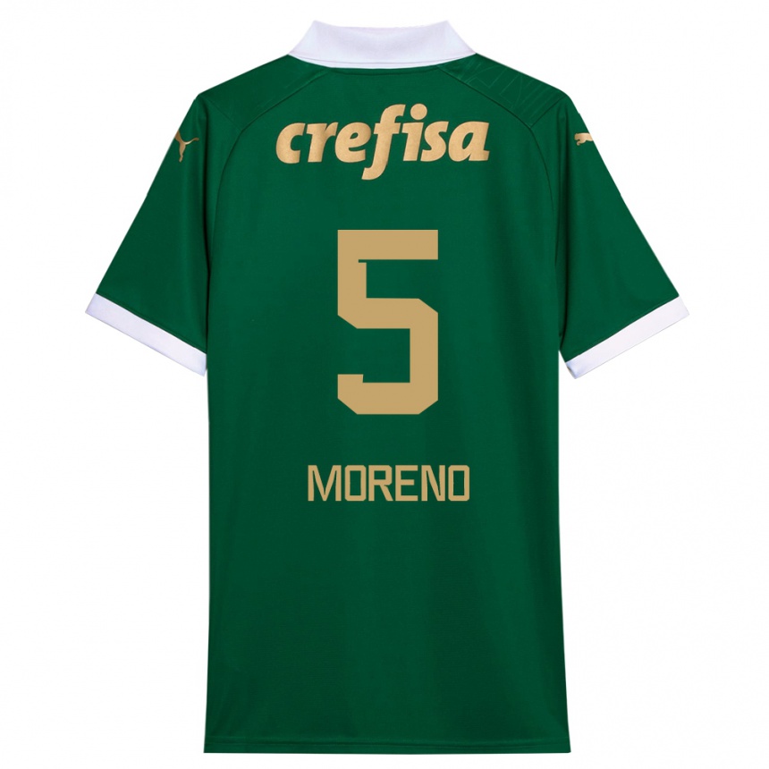 Enfant Football Maillot Aníbal Moreno #5 Vert Blanc Tenues Domicile 2024/25