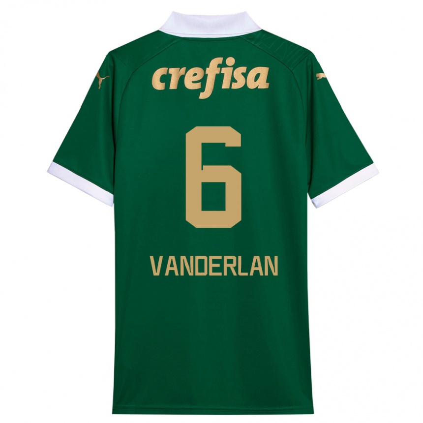 Enfant Football Maillot Vanderlan #6 Vert Blanc Tenues Domicile 2024/25