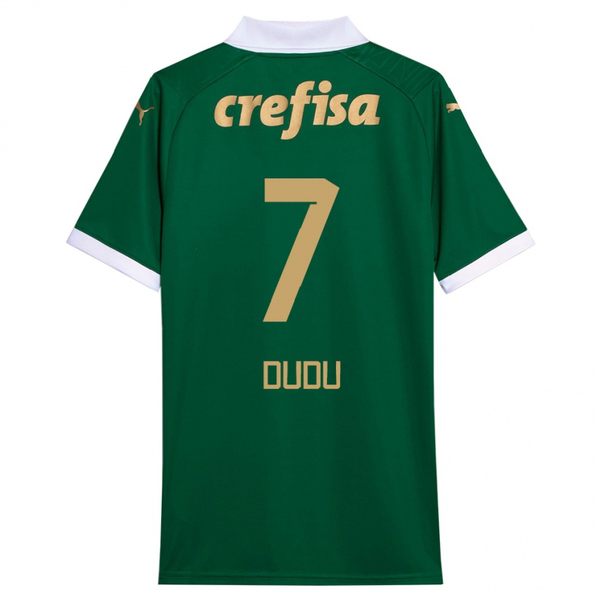 Enfant Football Maillot Dudu #7 Vert Blanc Tenues Domicile 2024/25