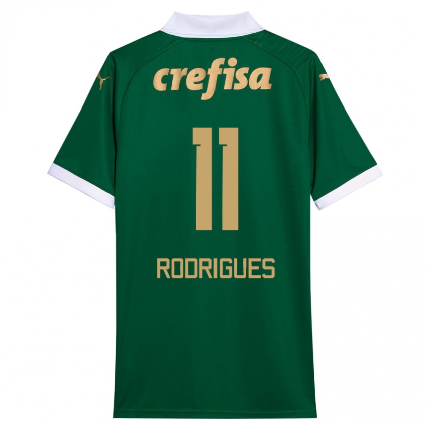 Enfant Football Maillot Bruno Rodrigues #11 Vert Blanc Tenues Domicile 2024/25