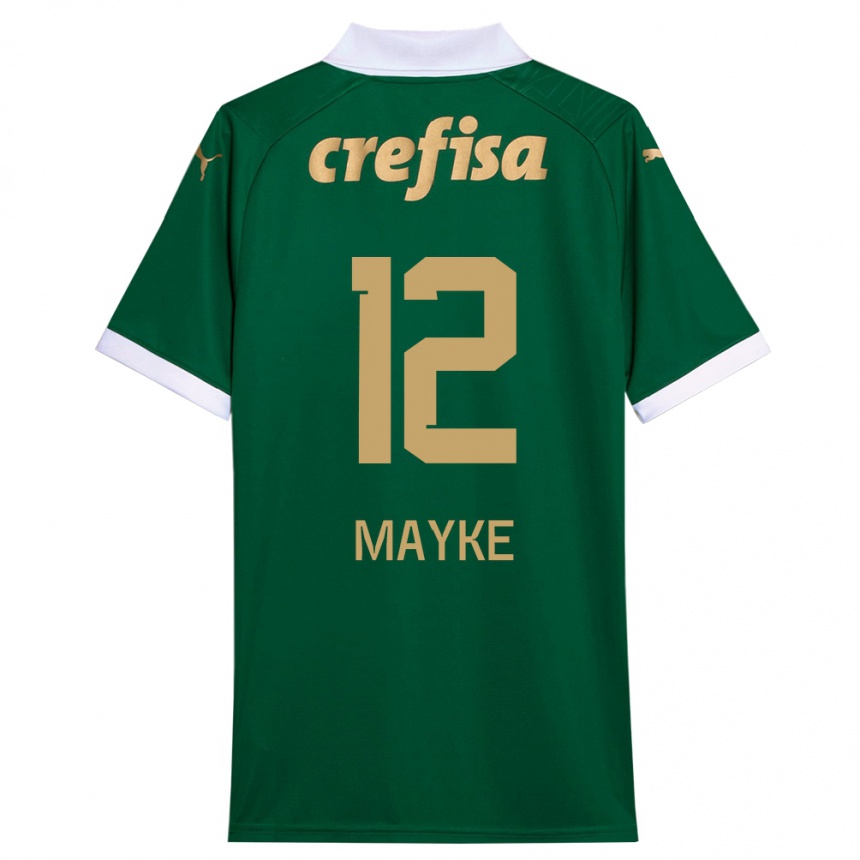 Enfant Football Maillot Mayke #12 Vert Blanc Tenues Domicile 2024/25