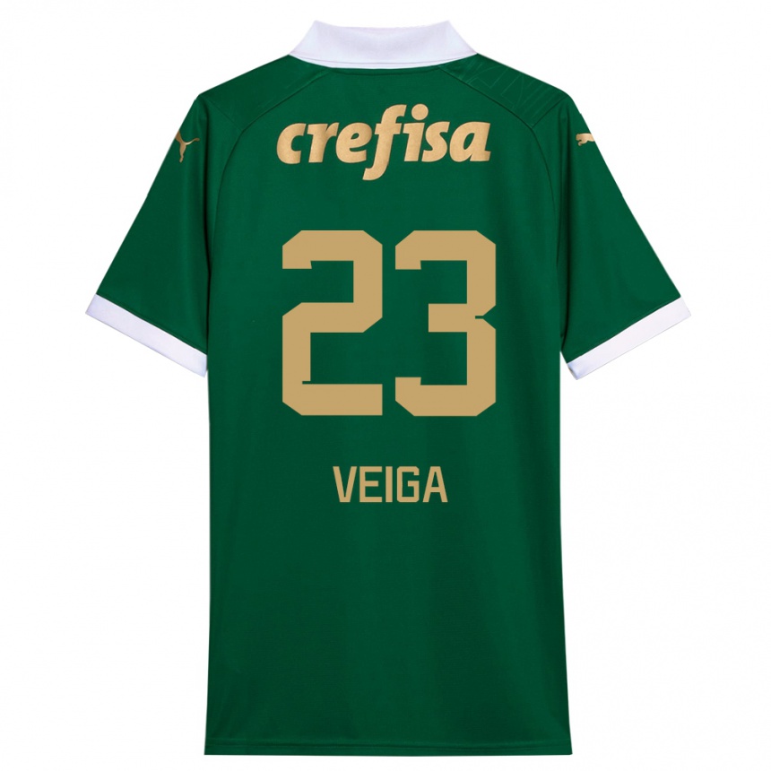 Enfant Football Maillot Raphael Veiga #23 Vert Blanc Tenues Domicile 2024/25