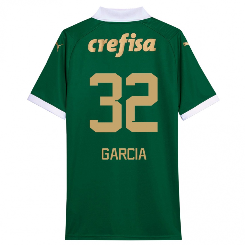 Enfant Football Maillot Garcia #32 Vert Blanc Tenues Domicile 2024/25