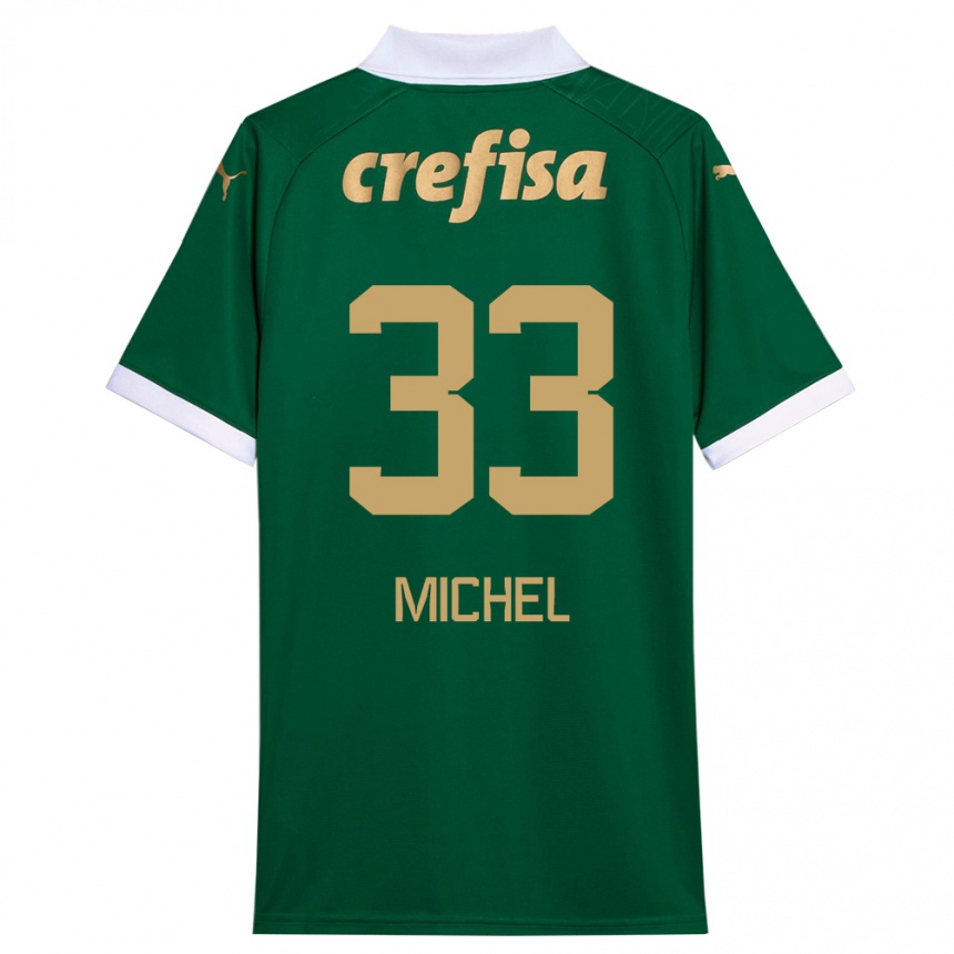 Enfant Football Maillot Michel #33 Vert Blanc Tenues Domicile 2024/25