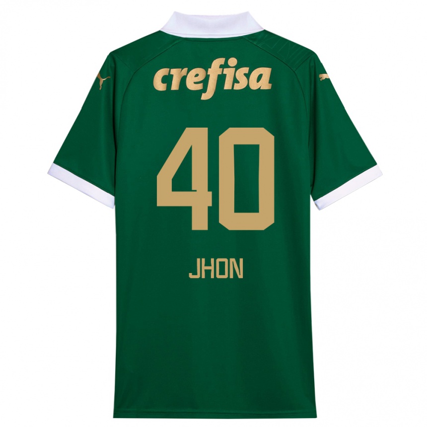 Enfant Football Maillot Jhon Jhon #40 Vert Blanc Tenues Domicile 2024/25