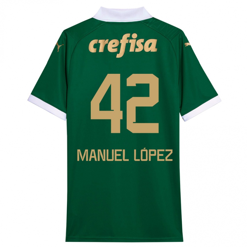 Enfant Football Maillot José Manuel López #42 Vert Blanc Tenues Domicile 2024/25