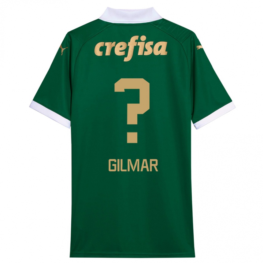 Enfant Football Maillot Gilmar #0 Vert Blanc Tenues Domicile 2024/25