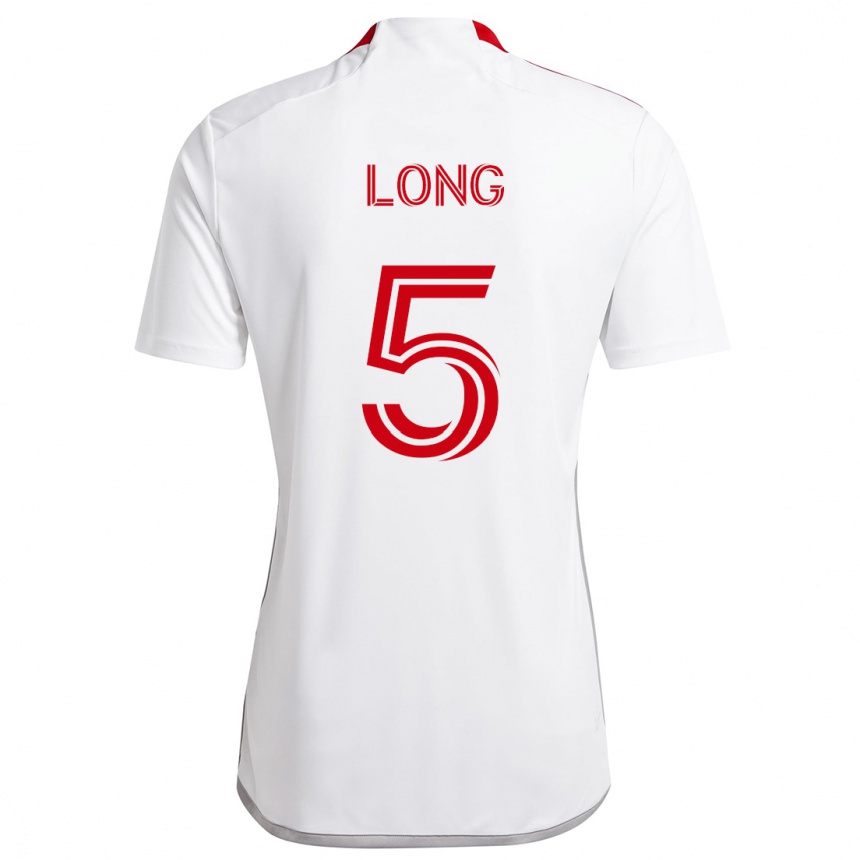 Enfant Football Maillot Kevin Long #5 Blanc Rouge Tenues Extérieur 2024/25