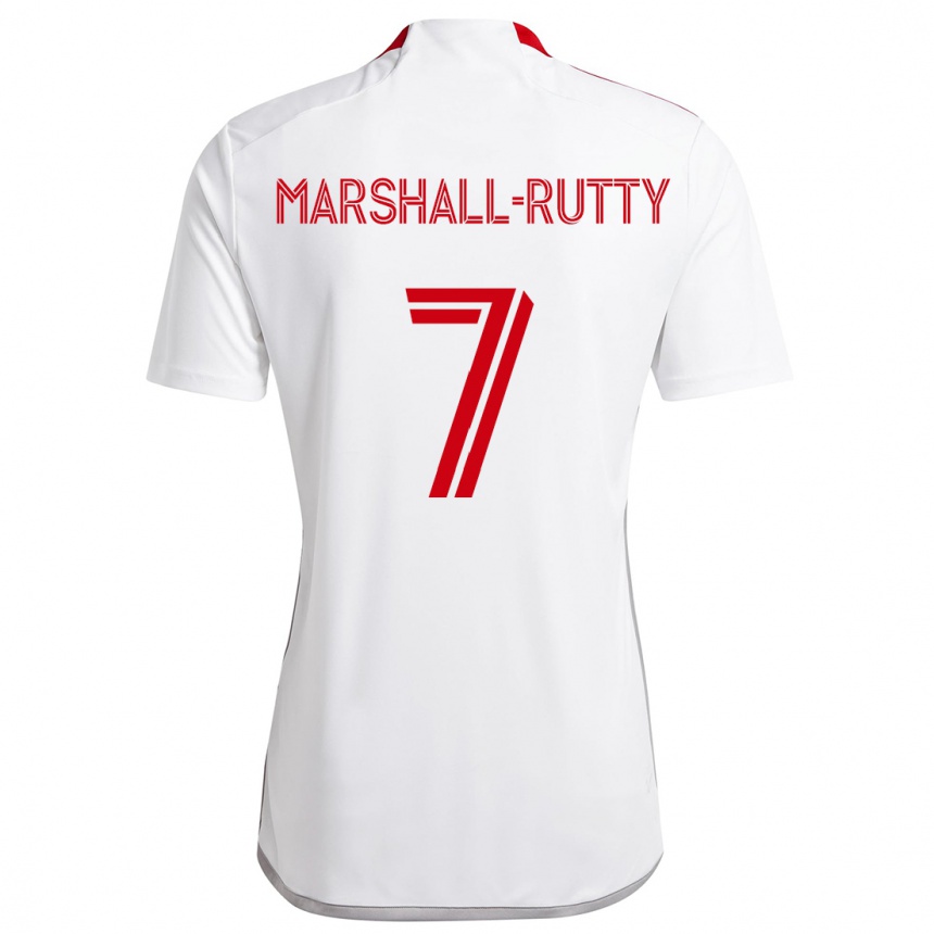 Enfant Football Maillot Jahkeele Marshall-Rutty #7 Blanc Rouge Tenues Extérieur 2024/25