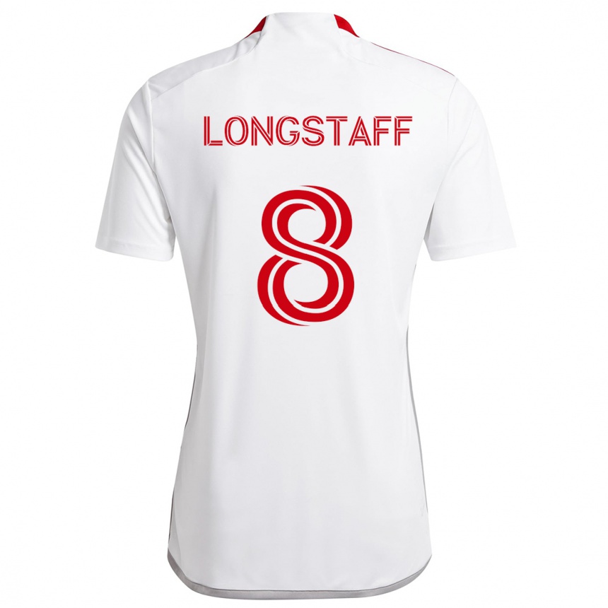 Enfant Football Maillot Matty Longstaff #8 Blanc Rouge Tenues Extérieur 2024/25