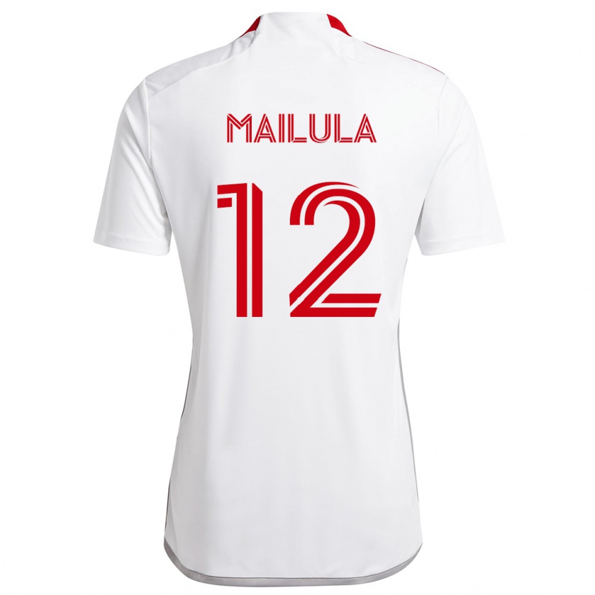 Enfant Football Maillot Cassius Mailula #12 Blanc Rouge Tenues Extérieur 2024/25