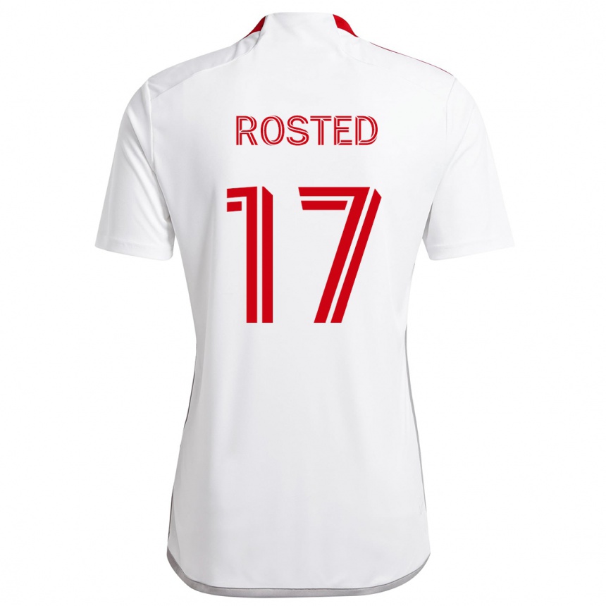 Enfant Football Maillot Sigurd Rosted #17 Blanc Rouge Tenues Extérieur 2024/25