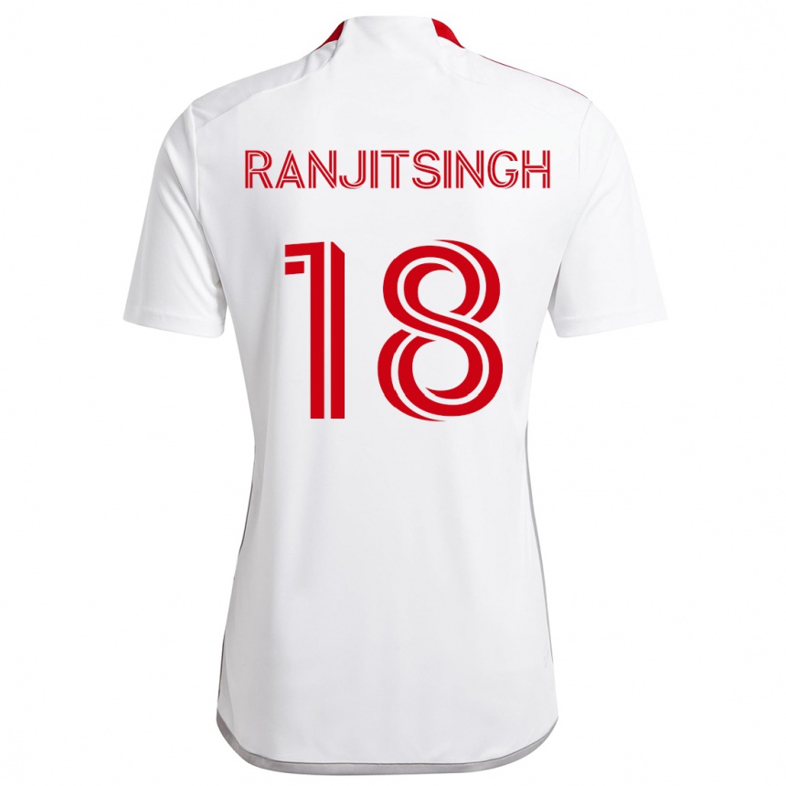 Enfant Football Maillot Greg Ranjitsingh #18 Blanc Rouge Tenues Extérieur 2024/25