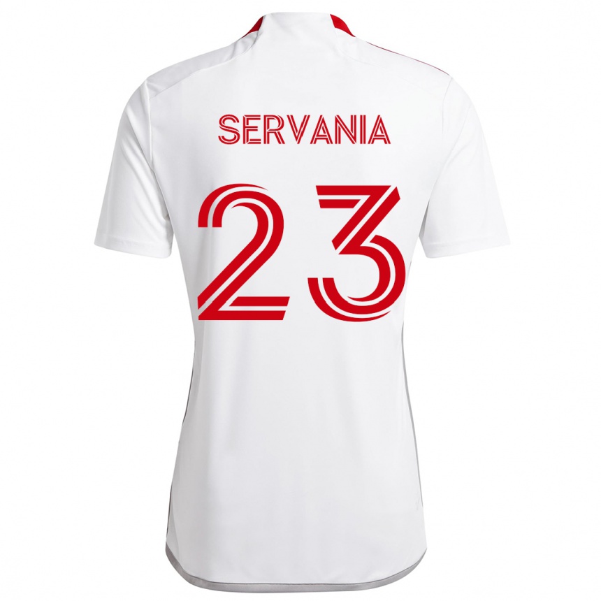 Enfant Football Maillot Brandon Servania #23 Blanc Rouge Tenues Extérieur 2024/25