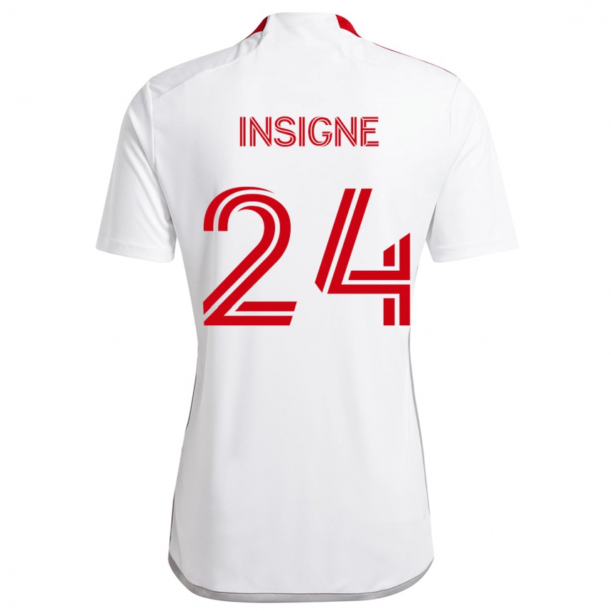 Enfant Football Maillot Lorenzo Insigne #24 Blanc Rouge Tenues Extérieur 2024/25