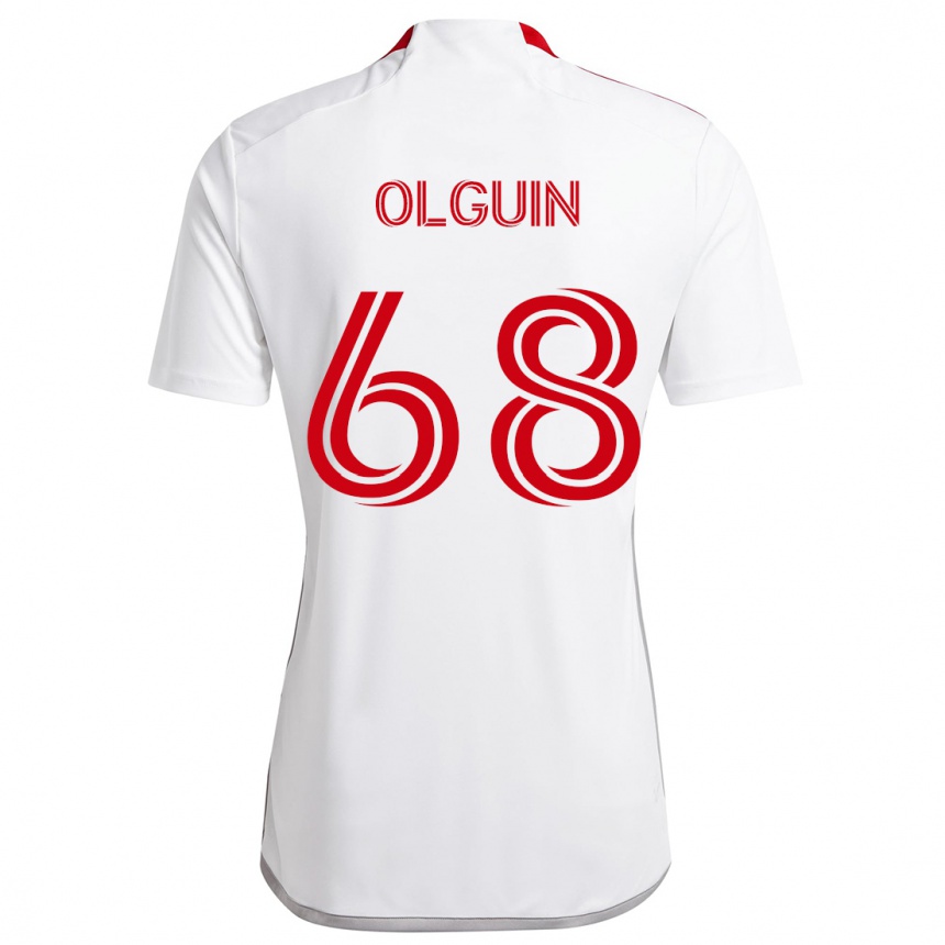 Enfant Football Maillot Lucas Olguin #68 Blanc Rouge Tenues Extérieur 2024/25