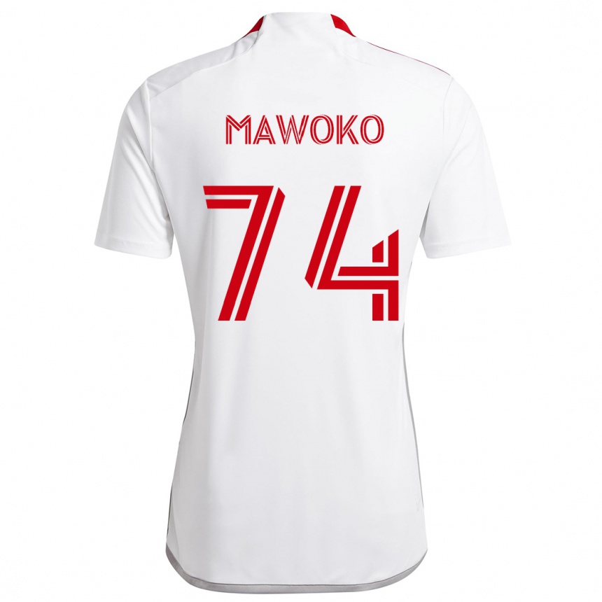 Enfant Football Maillot Kundai Mawoko #74 Blanc Rouge Tenues Extérieur 2024/25