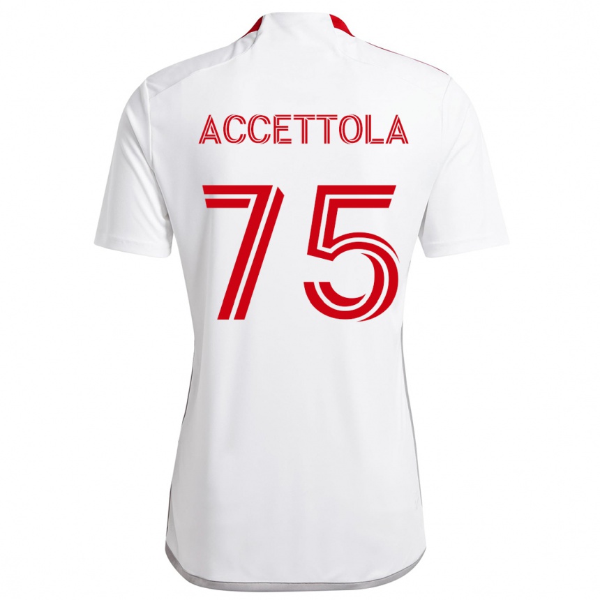 Enfant Football Maillot Luca Accettola #75 Blanc Rouge Tenues Extérieur 2024/25