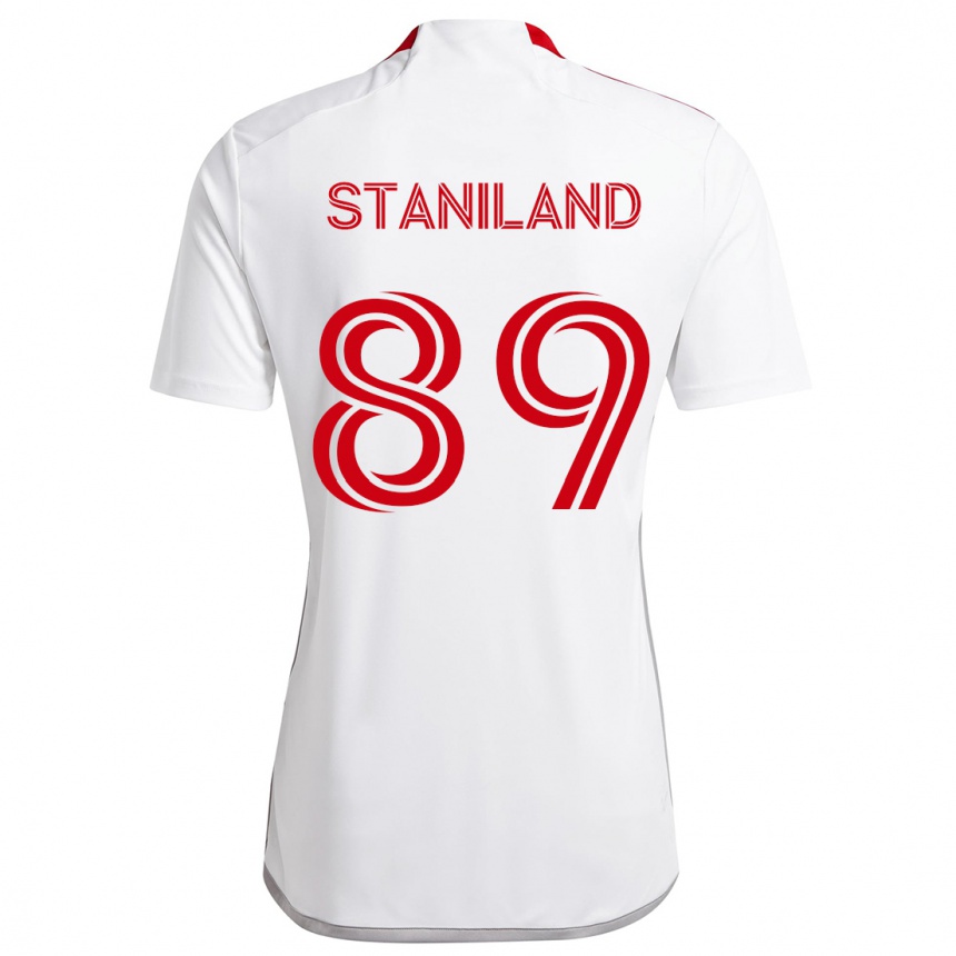 Enfant Football Maillot Charlie Staniland #89 Blanc Rouge Tenues Extérieur 2024/25