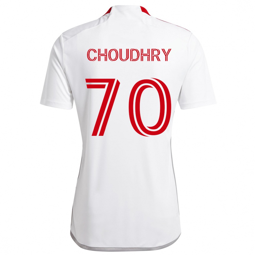 Enfant Football Maillot Benjamin Choudhry #70 Blanc Rouge Tenues Extérieur 2024/25