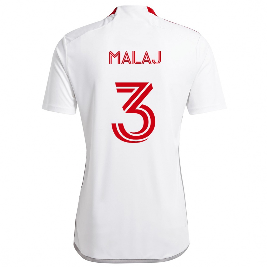 Enfant Football Maillot Albert Malaj #3 Blanc Rouge Tenues Extérieur 2024/25