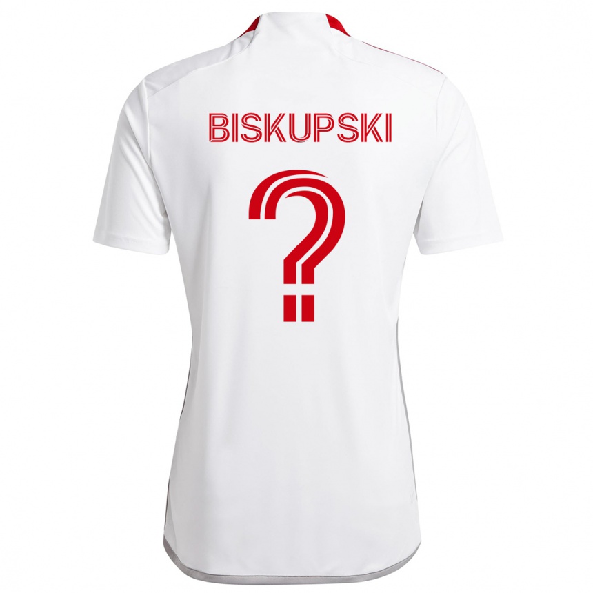 Enfant Football Maillot Philip Biskupski #0 Blanc Rouge Tenues Extérieur 2024/25