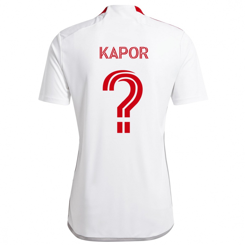 Enfant Football Maillot Stefan Kapor #0 Blanc Rouge Tenues Extérieur 2024/25